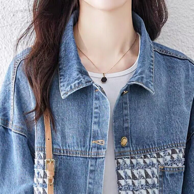 Loose and Stylish Patchwork Korean Denim Top