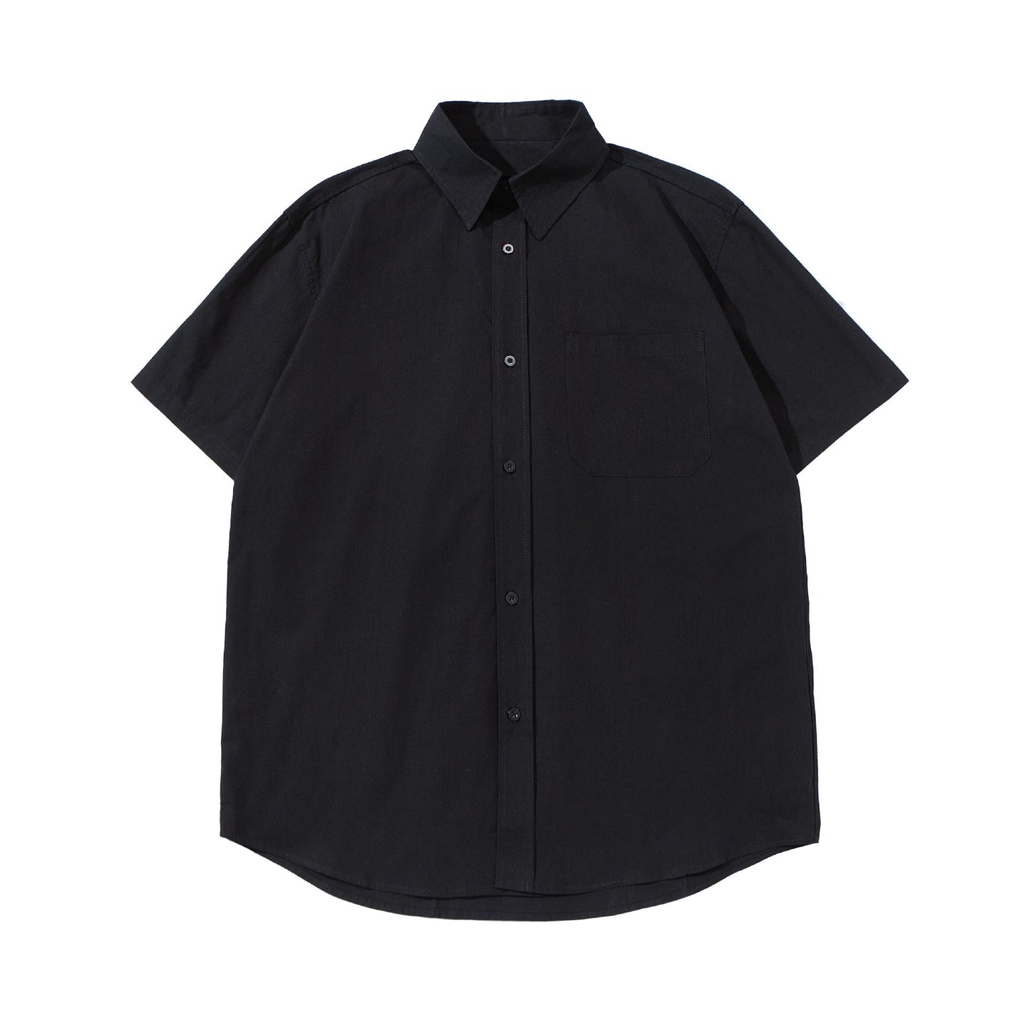 Patch Washed Loose Silhouette Short Sleeved Shirt