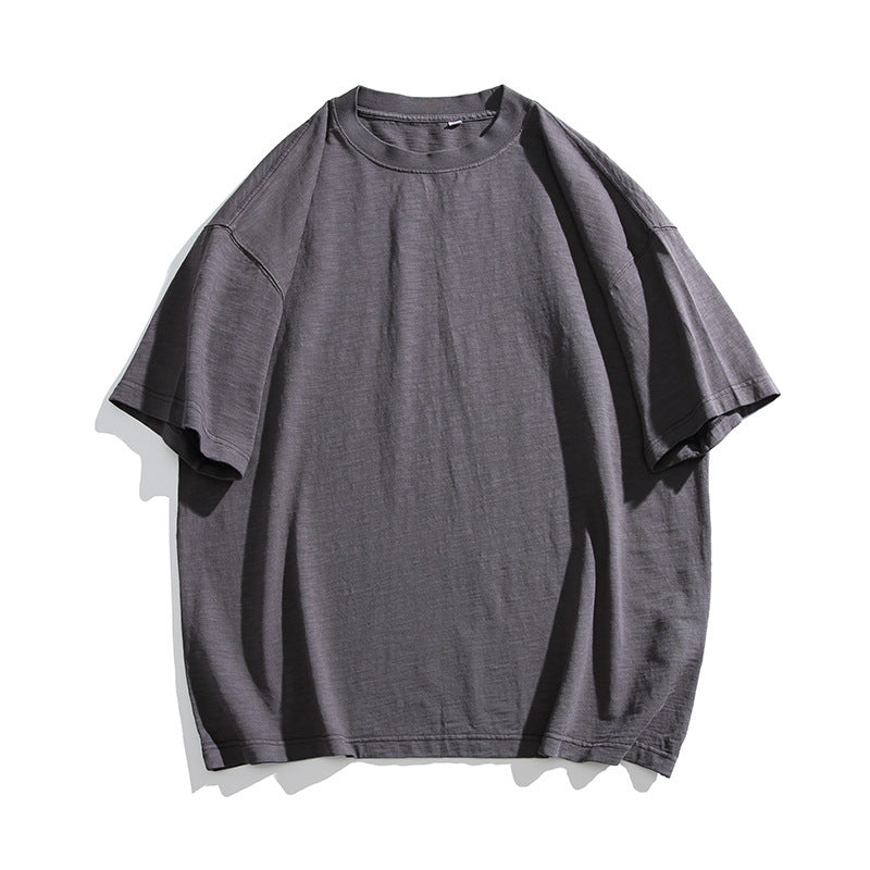 Washed Bamboo Cotton Round Neck Short Sleeved T-Shirts