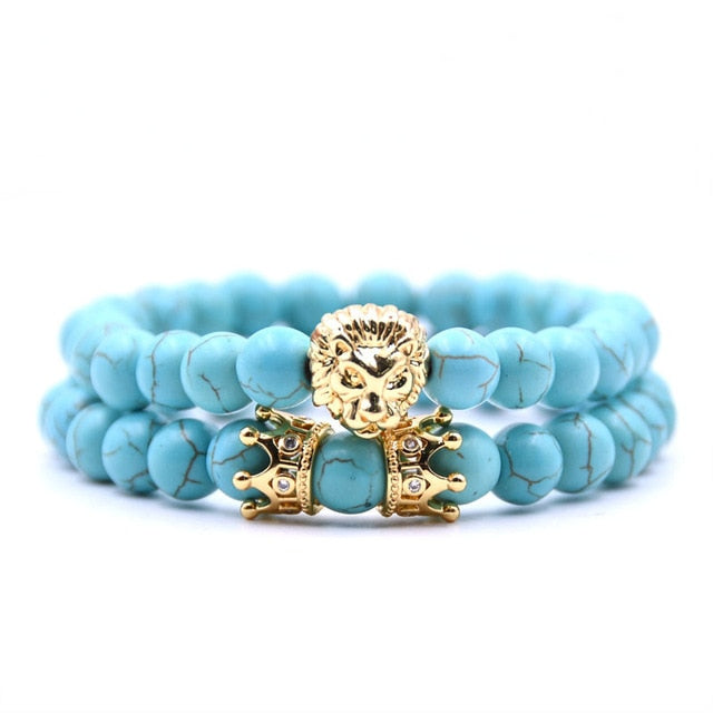 King Lion Bracelet -  Crown Charm Bracelet