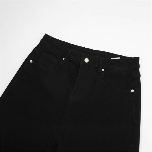 Men's Denim Jeans, Distressed Hem Straight Leg Loose Fit Casual Pants