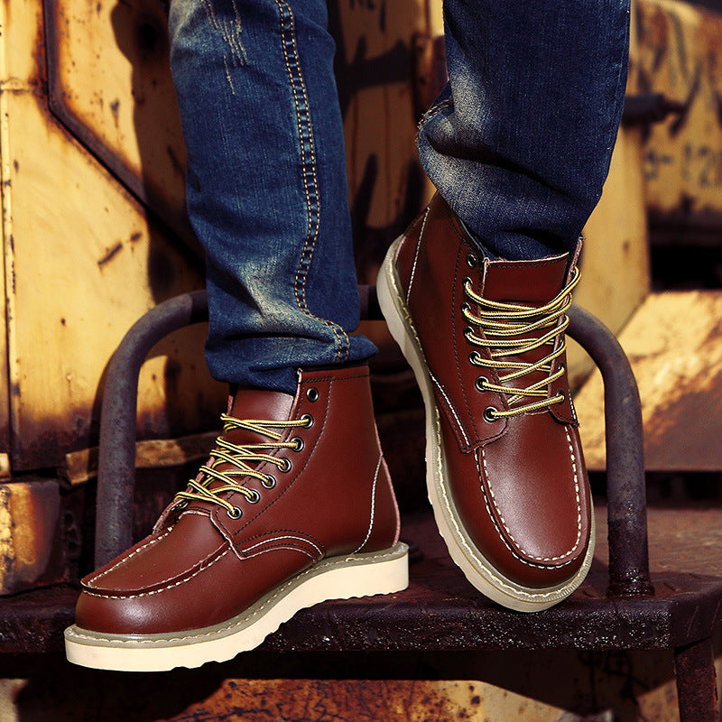 British Casual High Top Genuine Leather Work Boots for Men