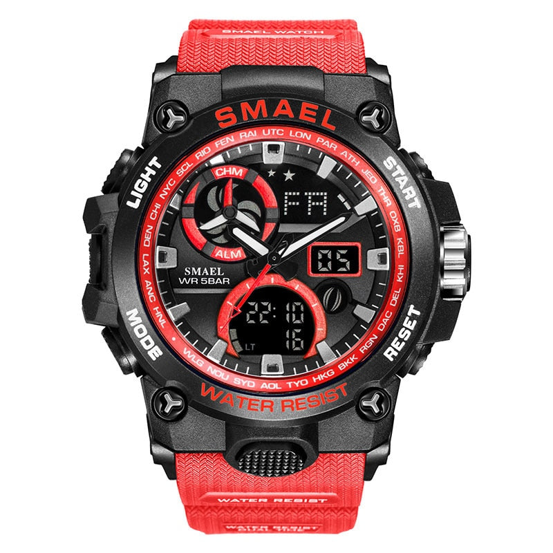 Men's Rugged Waterproof Sports Watch w/Dual Time