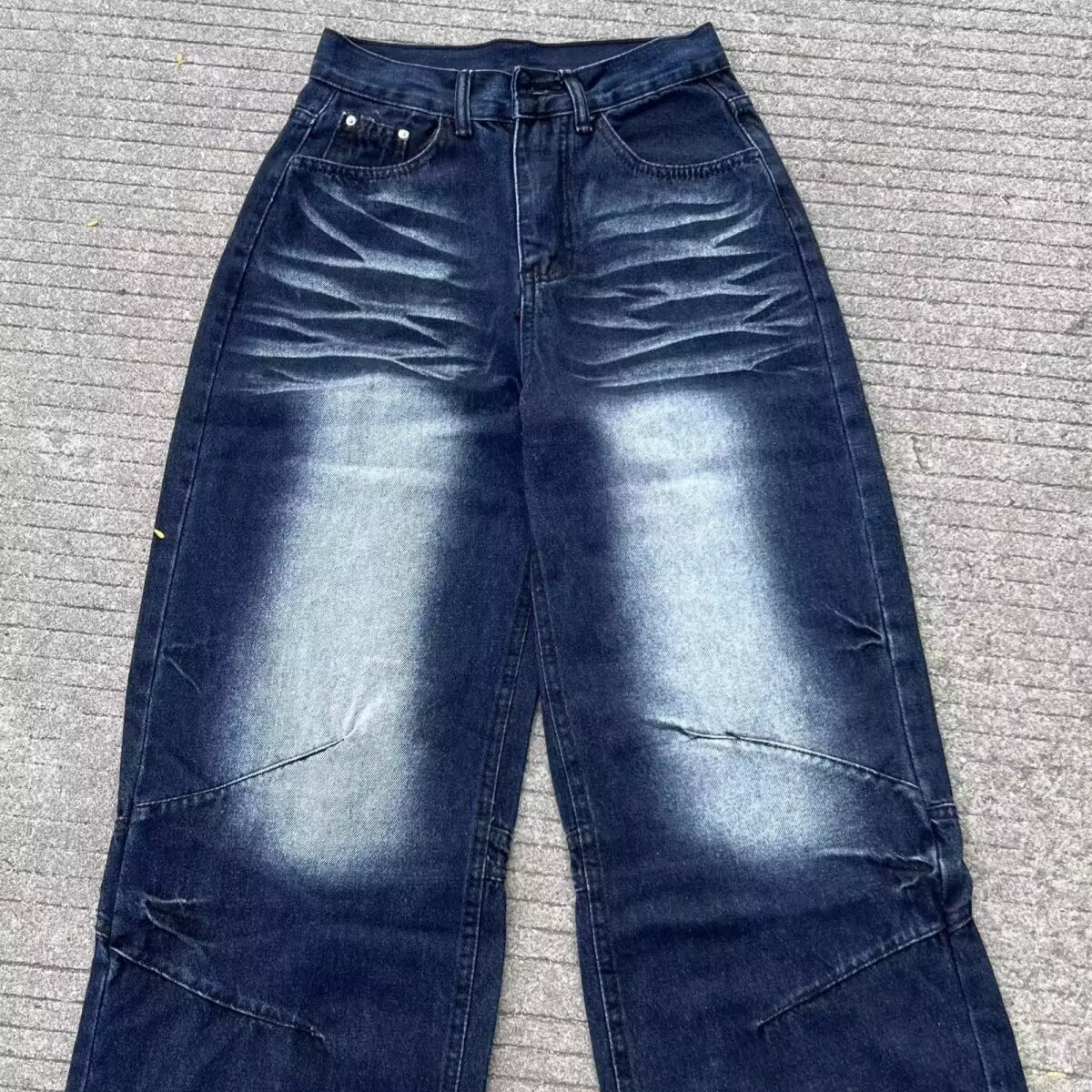 Vintage Washed Niche Deconstructive Design Jeans