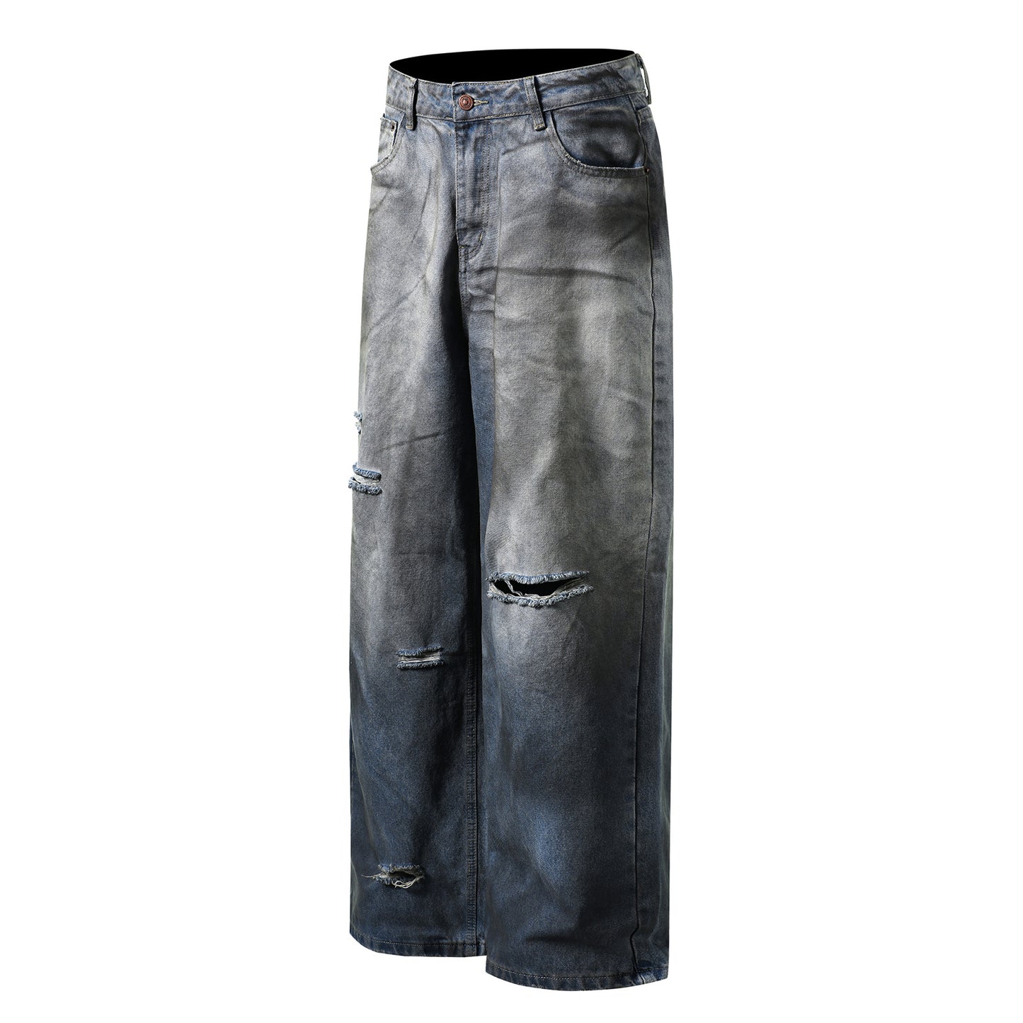 Distressed Straight Leg Denim Pants - Premium Quality Japanese Craftsmanship