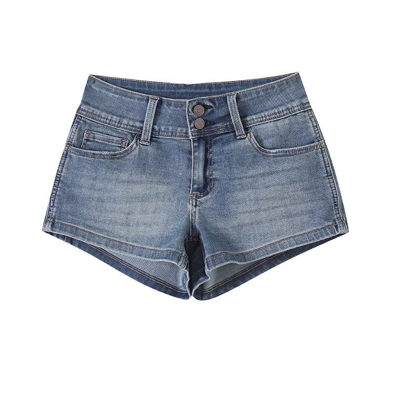 Low Waisted Straight Leg Denim Shorts for Women