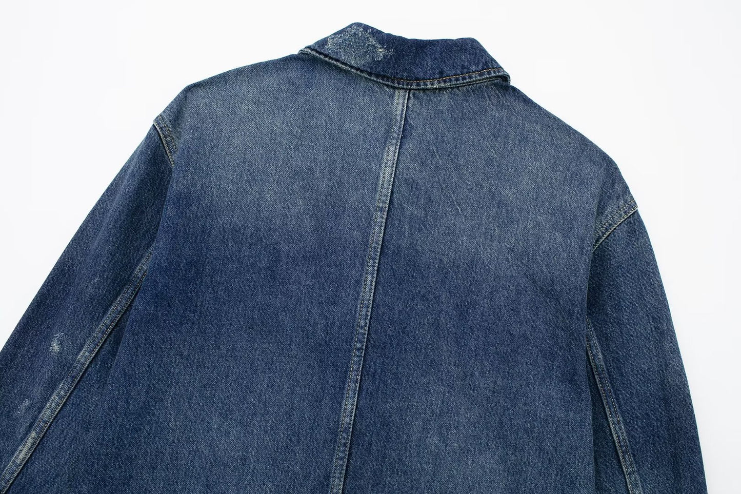 New Denim Jacket with Turn-down Collar and Big Pockets