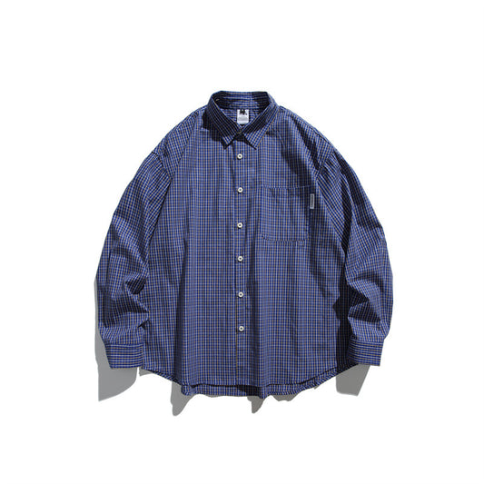 Outdoor Casual Loose Checkered Long Sleeved Shirt for Men