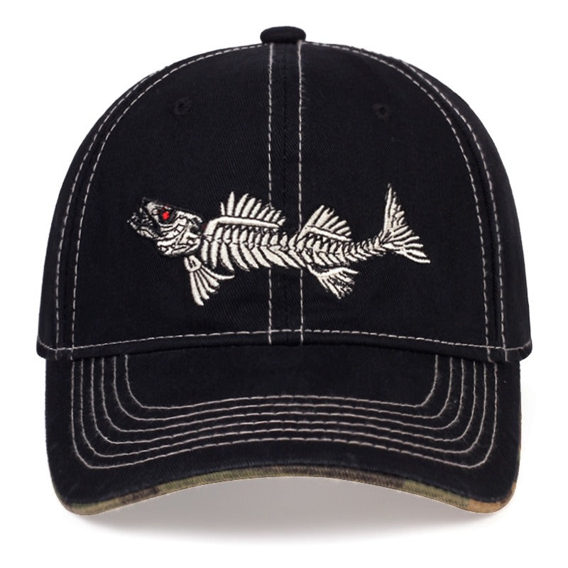 Fish Bone Embroidered Baseball Cap