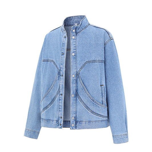 Vintage Washed Sectional Design Denim Jacket for Men