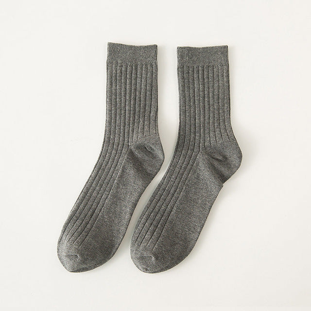 Men's Solid Color Cotton Crew Socks