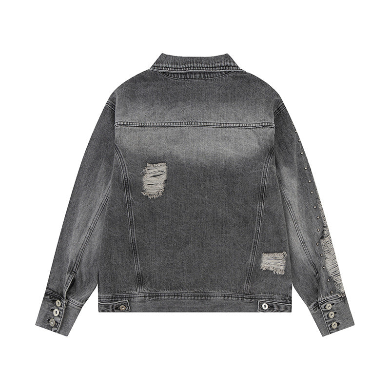 Washed Ripped Denim Jacket for Men