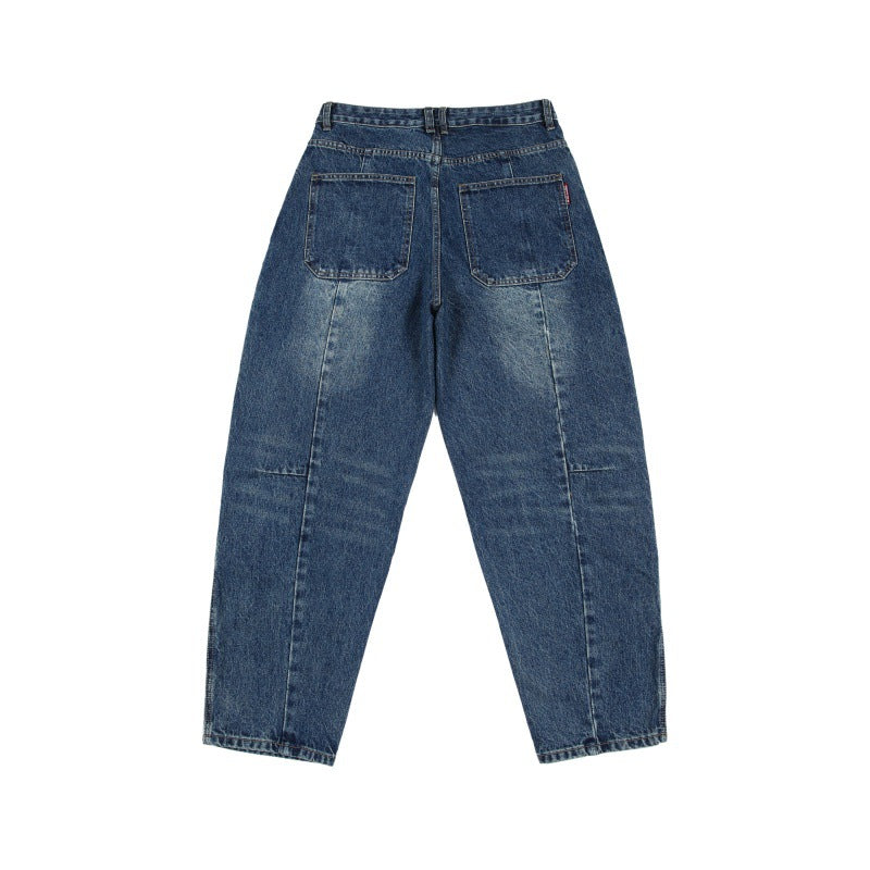 Men's Wide Leg Patch Jeans in Premium Japanese Denim