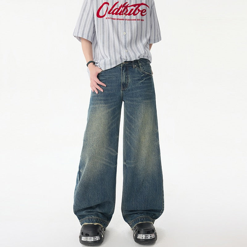 Premium Washed Pattern Straight Leg Casual Jeans for Men