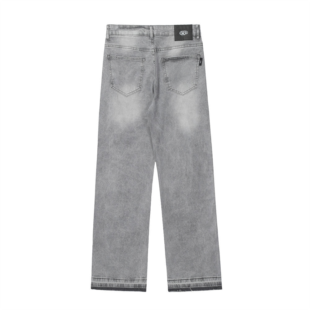 Men's Faded Raw Hem Denim Pants
