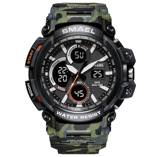 Camouflage Military Watch Men Waterproof Dual Time Display Men's Sport Wristwatch Digital Analog Quartz Watches Male 1708