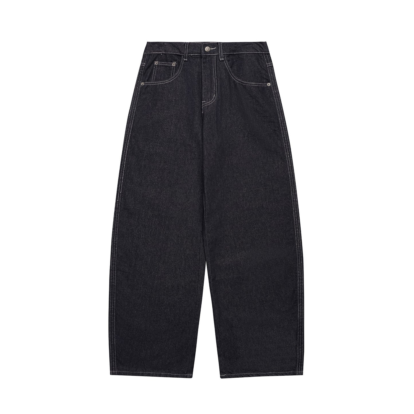 Washed Loose Wide-Leg Relaxed Slash Denim Pants