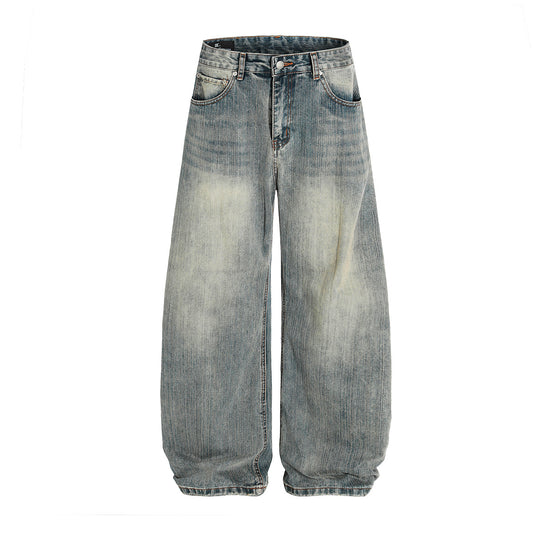 Curved Knife Retro Washed Cowboy Vibe Wide Leg Pants