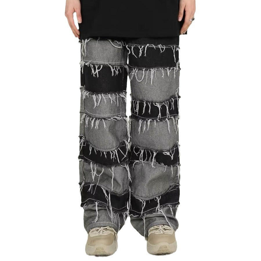 Gradient Tassel Patchwork Jeans for Men -  High