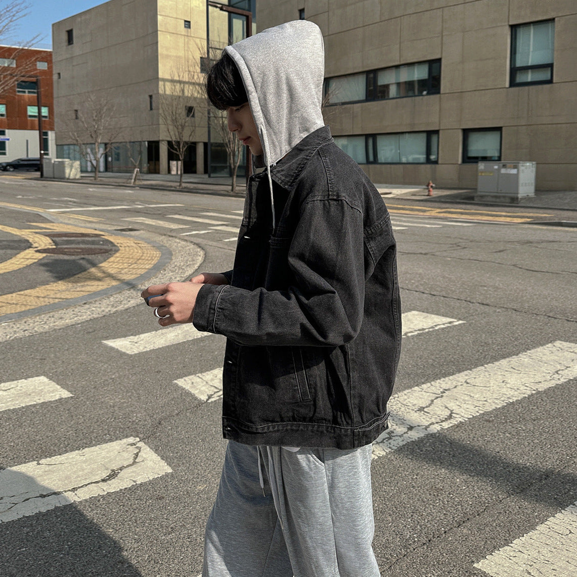 Casual Men's Hooded Denim Jacket