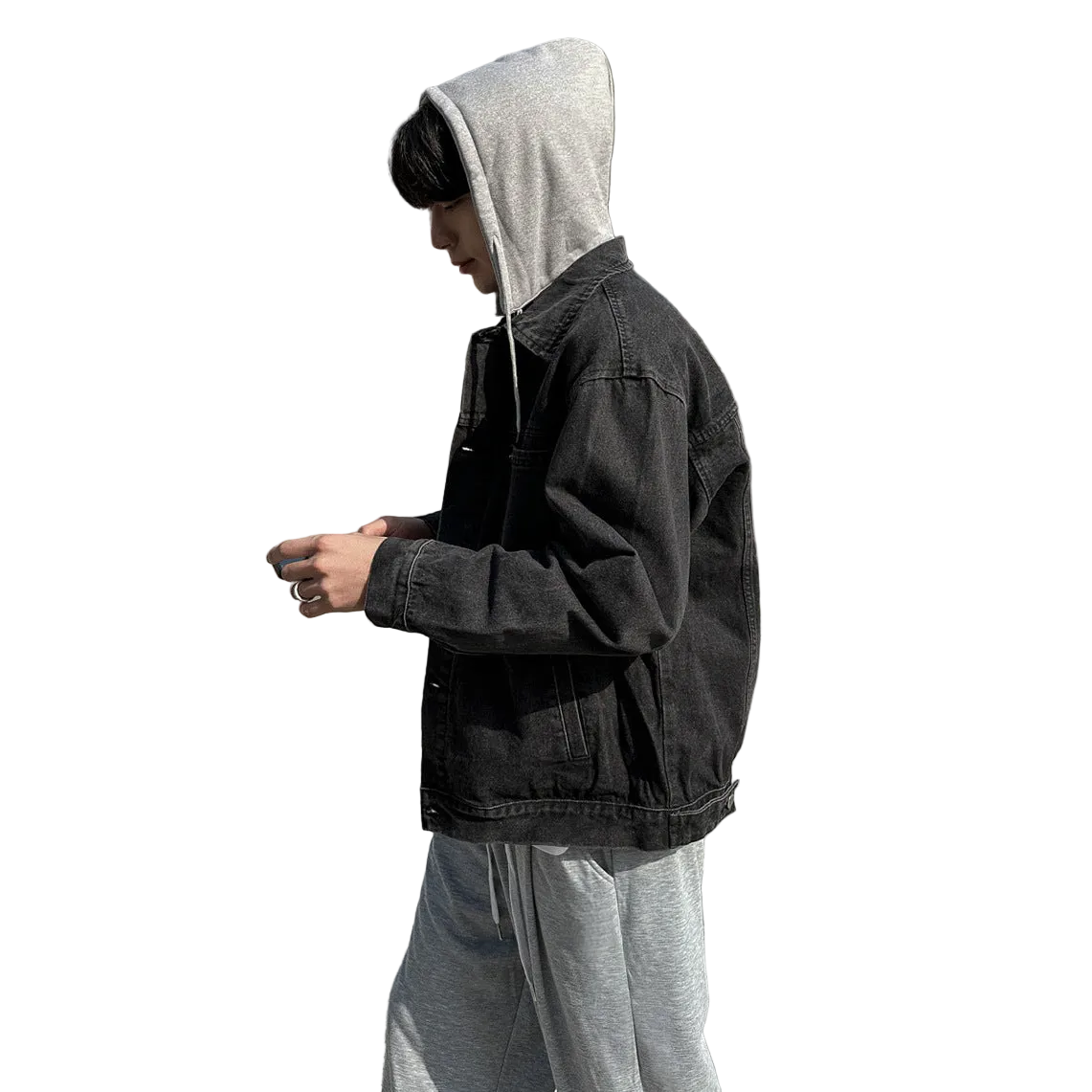 Casual Men's Hooded Denim Jacket