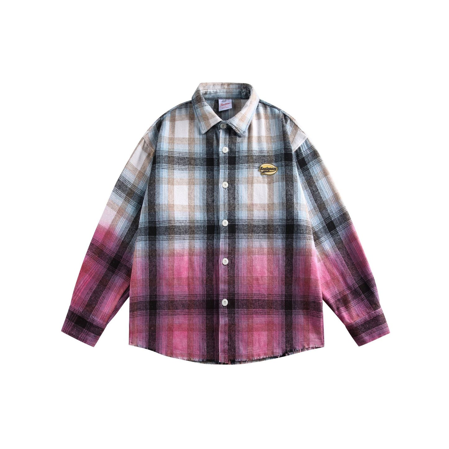 Gradient Plaid Casual Long Sleeved Shirt for Men and Women