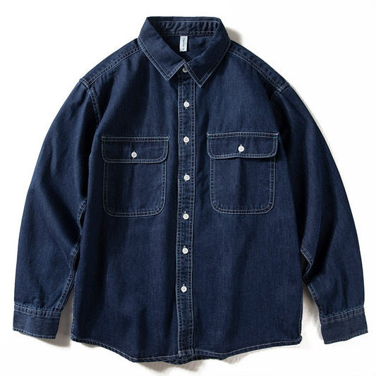 Men's Retro Denim Long Sleeve Shirt for Spring