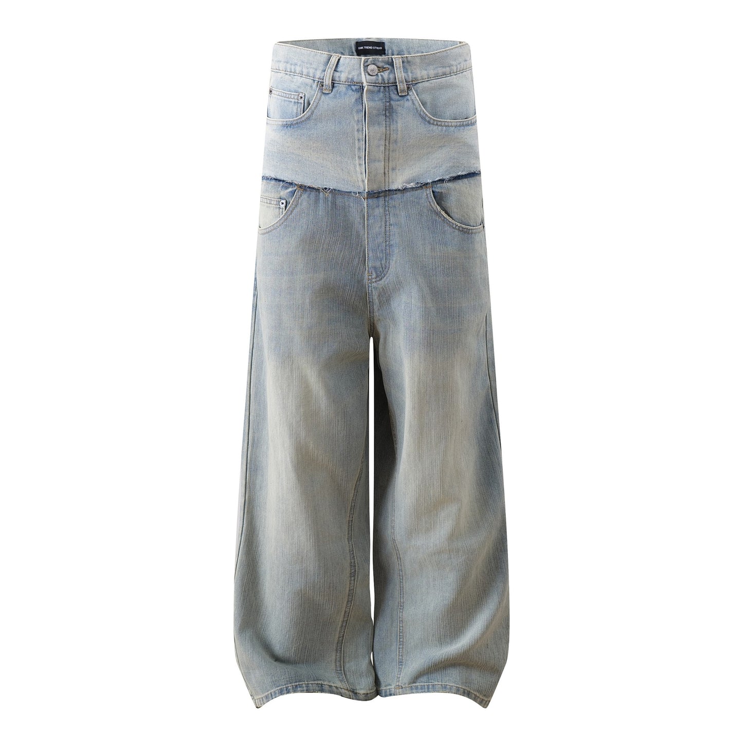 High-Street Unique Design Patchwork Denim Long Pants