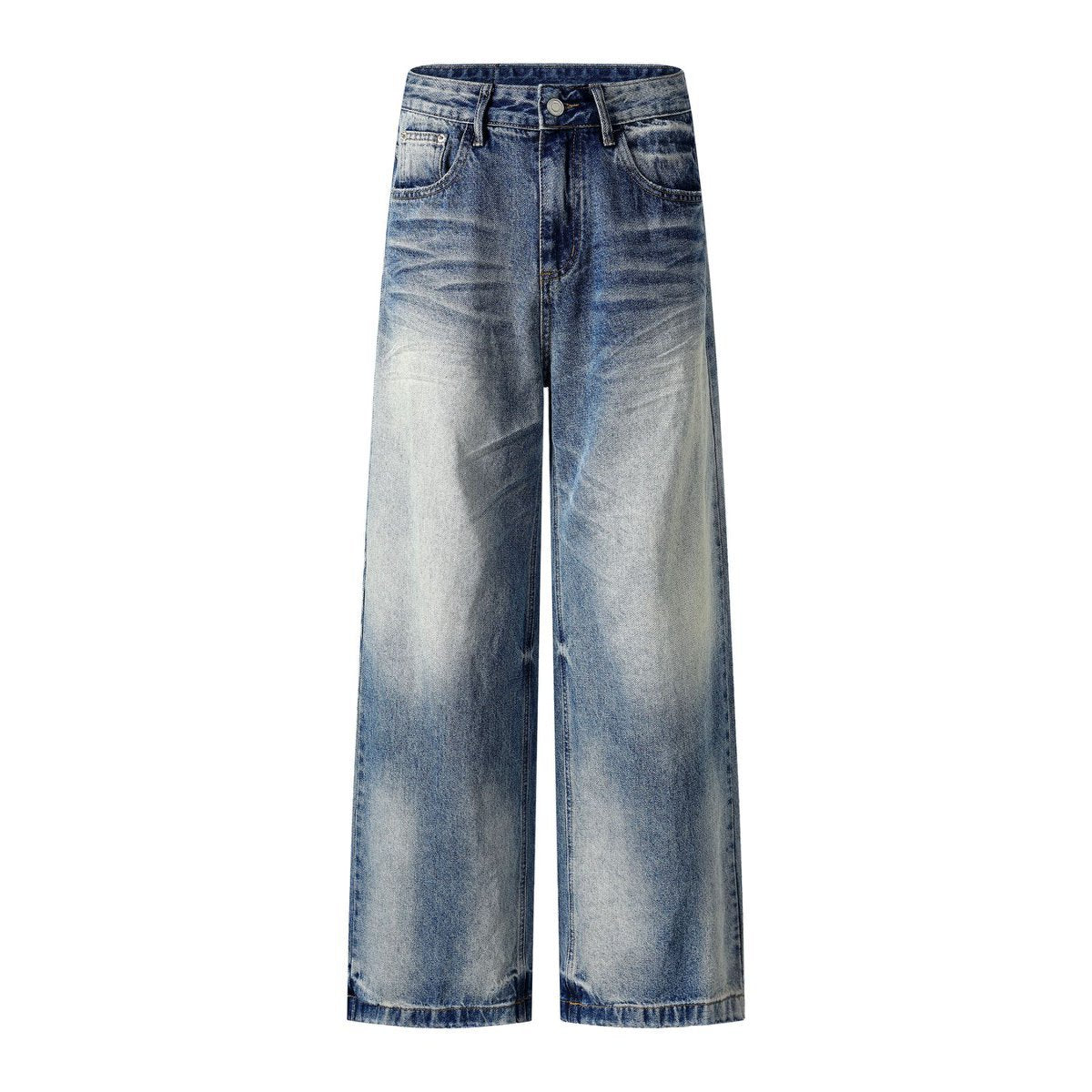 Retro Loose Fit Washed Denim Long Pants