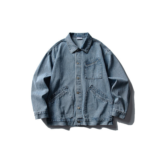 Washed Casual Workwear Denim Jacket for Men and Women