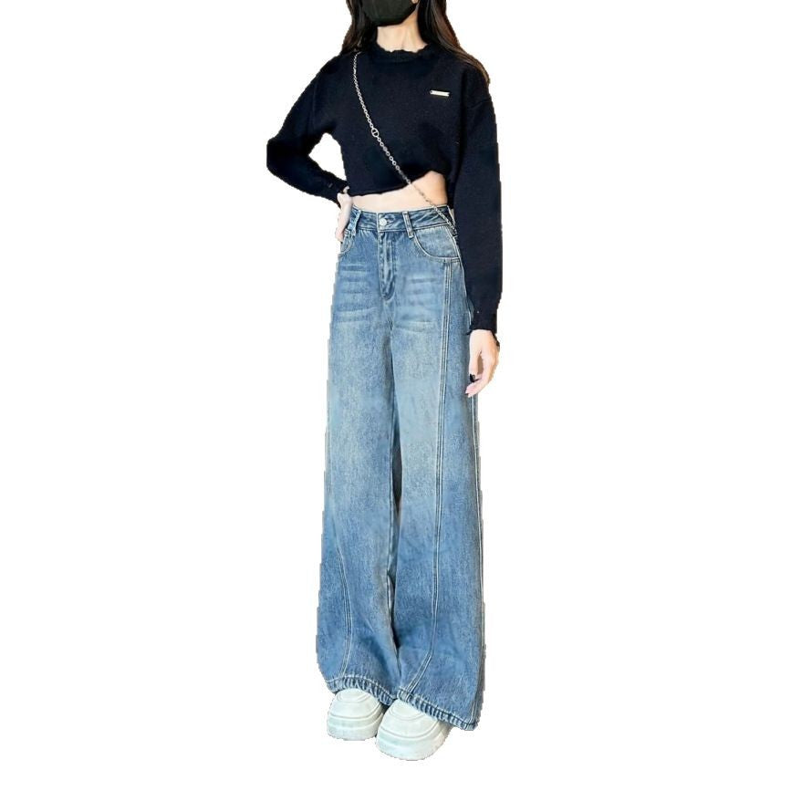 Wide-Leg Jeans for Women – High Waist, Flared, Slimming Blue Design