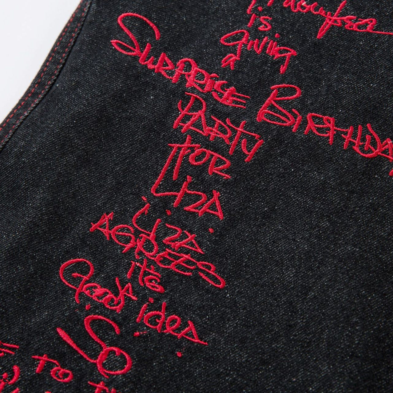 High-Street Personalized Color-Block Embroidered Denim Long Pants