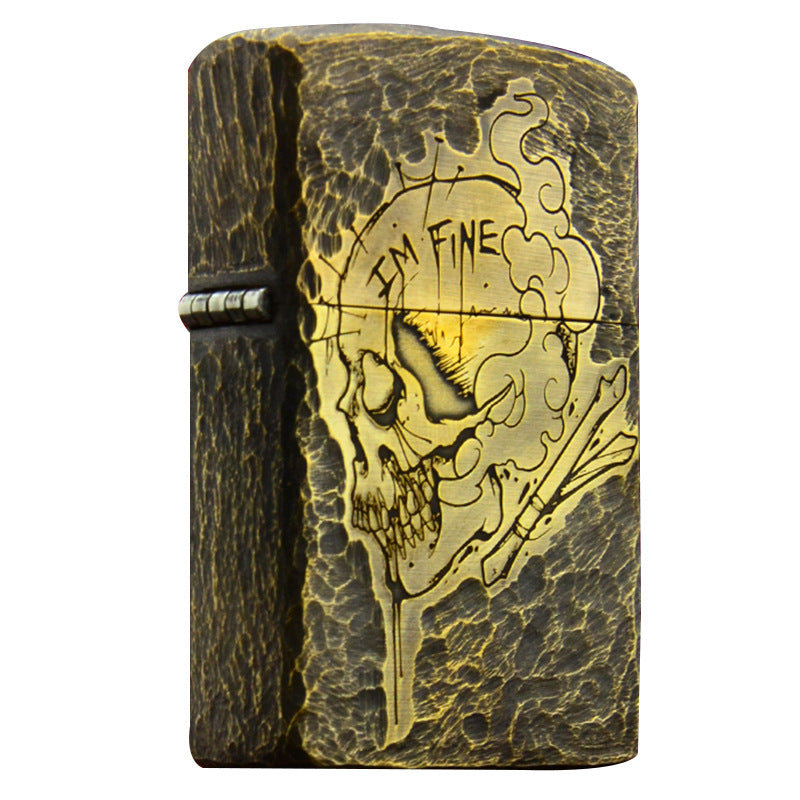 Brass Side Skull Kerosene Lighter