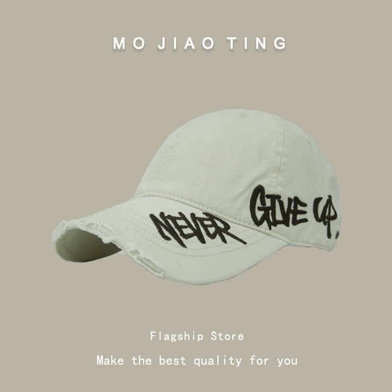 Never Give Up - Letter Embroidery Versatile Small Duckbill Hat