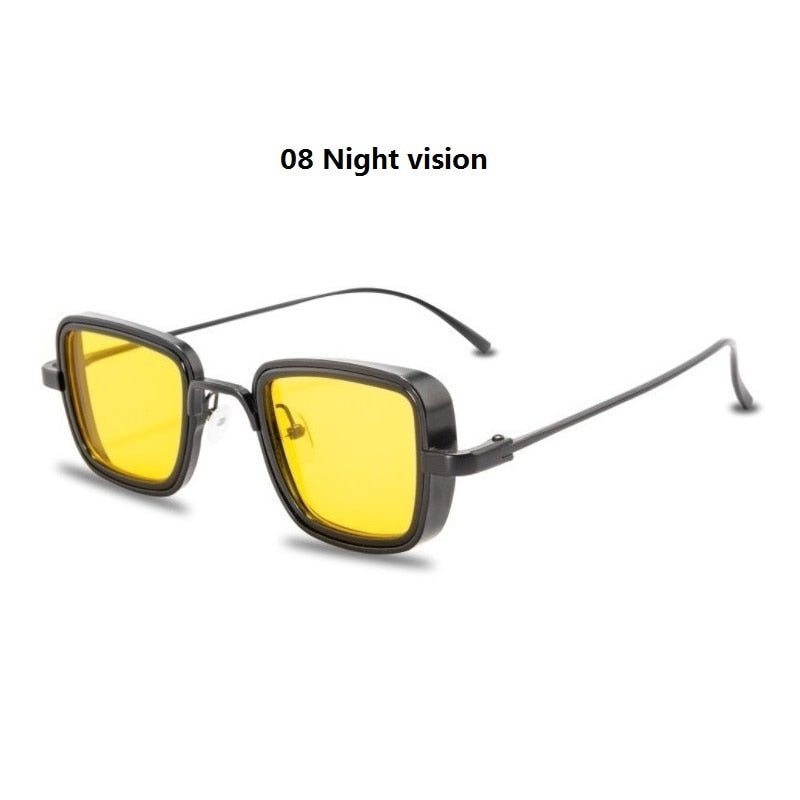 Vintage Steampunk Sunglasses Retro Metal Square for Men UV Protection