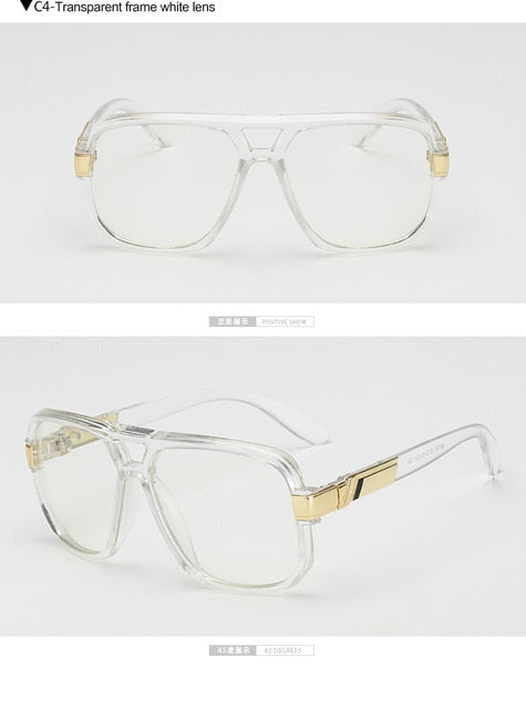 Square Sunglasses for Men and Women Celebrity Style Flat Lens Eyewear