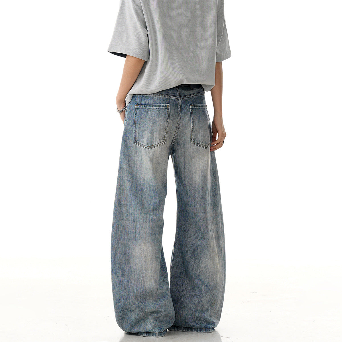 Vintage Ripped Denim Straight Leg Casual Knife Pants