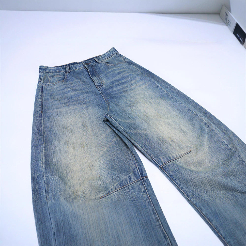 Men's Denim Tapered Jeans,  Casual Wide-Leg Pants