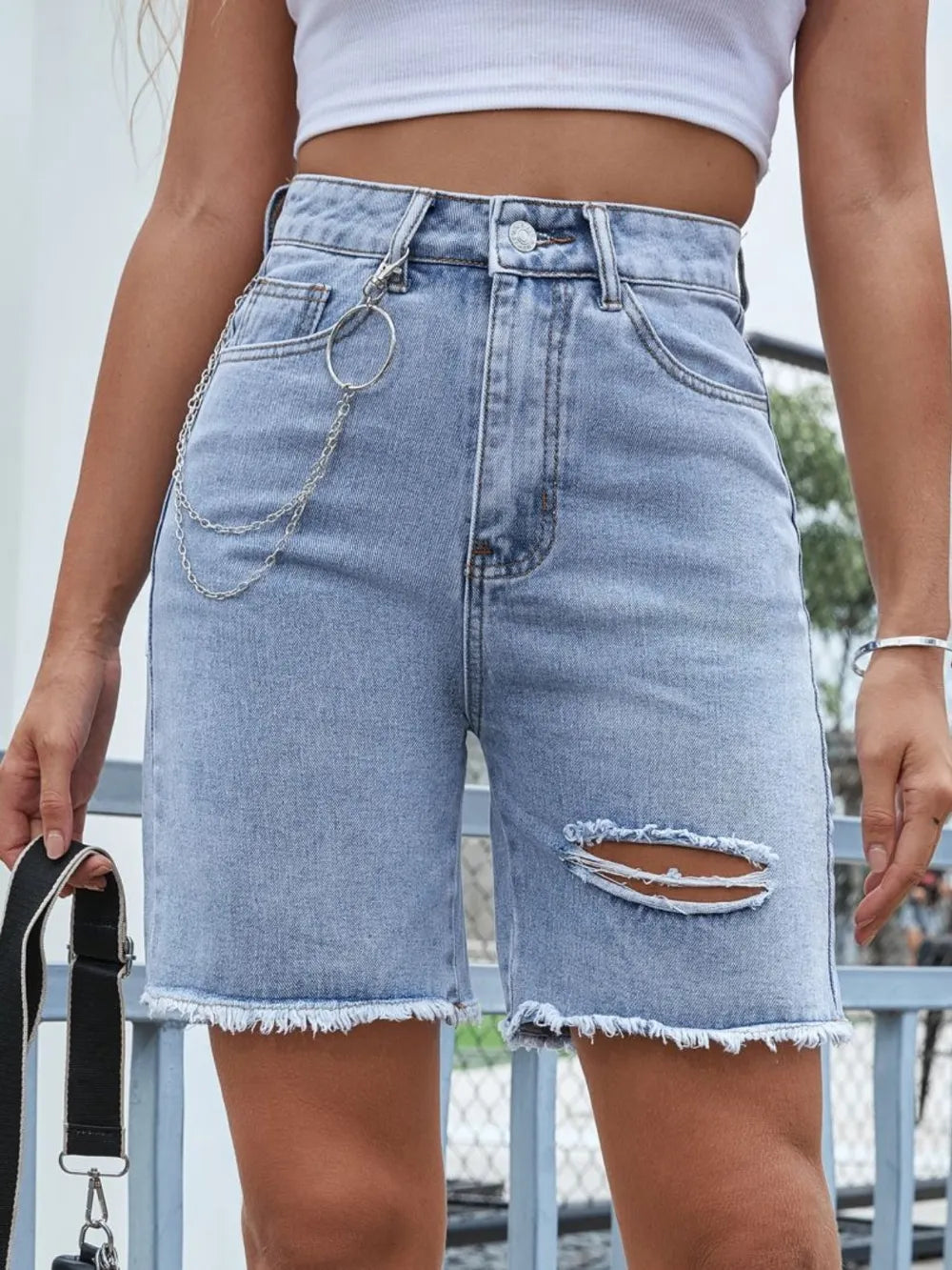 Premium Distressed Raw Hem Denim Shorts