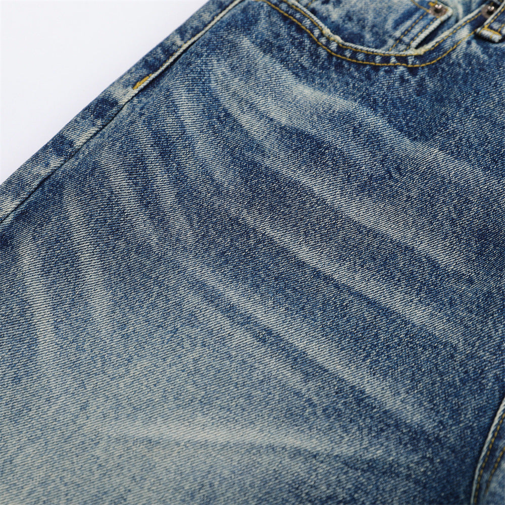 Washed Denim Bell Bottoms For Men – Flared Cotton Jeans (Mid-Rise)