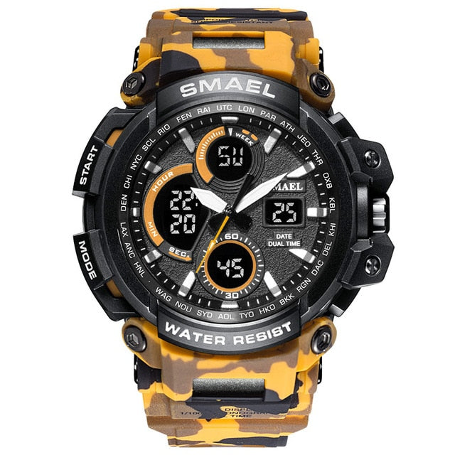 Camouflage Military Watch Men Waterproof Dual Time Display Men's Sport Wristwatch Digital Analog Quartz Watches Male 1708