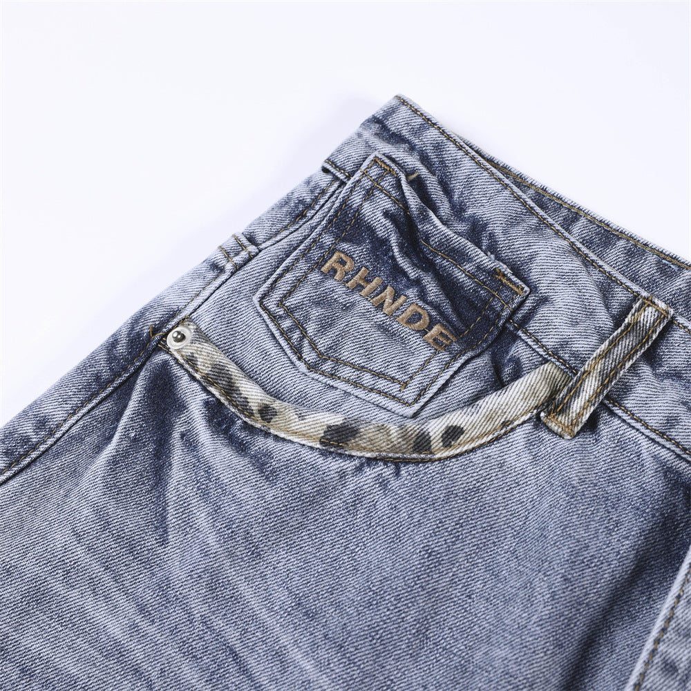 Men's Loose Mid-Rise Cotton Denim Shorts — Blue Street Style