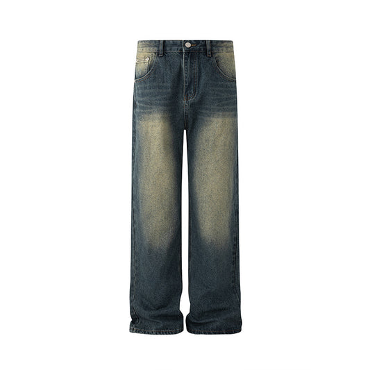Vintage Washed Straight Leg Jeans for Men