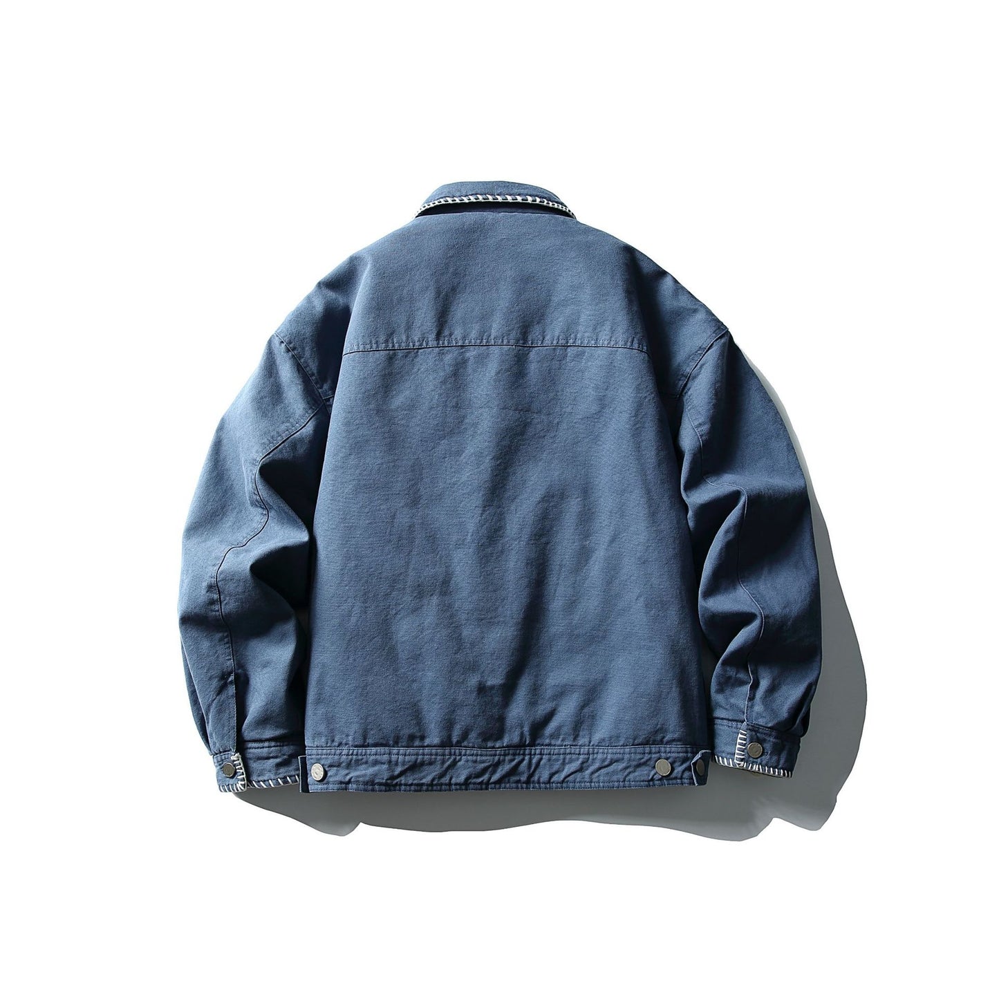 Simple Distressed Stitching Design Turn-Down Collar Denim Cotton Jacket
