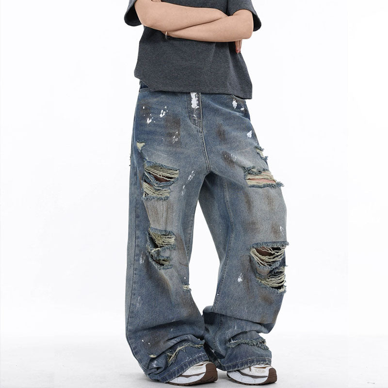 Personalized Graffiti Ripped Jeans - Unique Denim Fashion