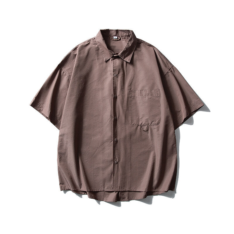 Solid Color Minimalist Short Sleeved Shirt