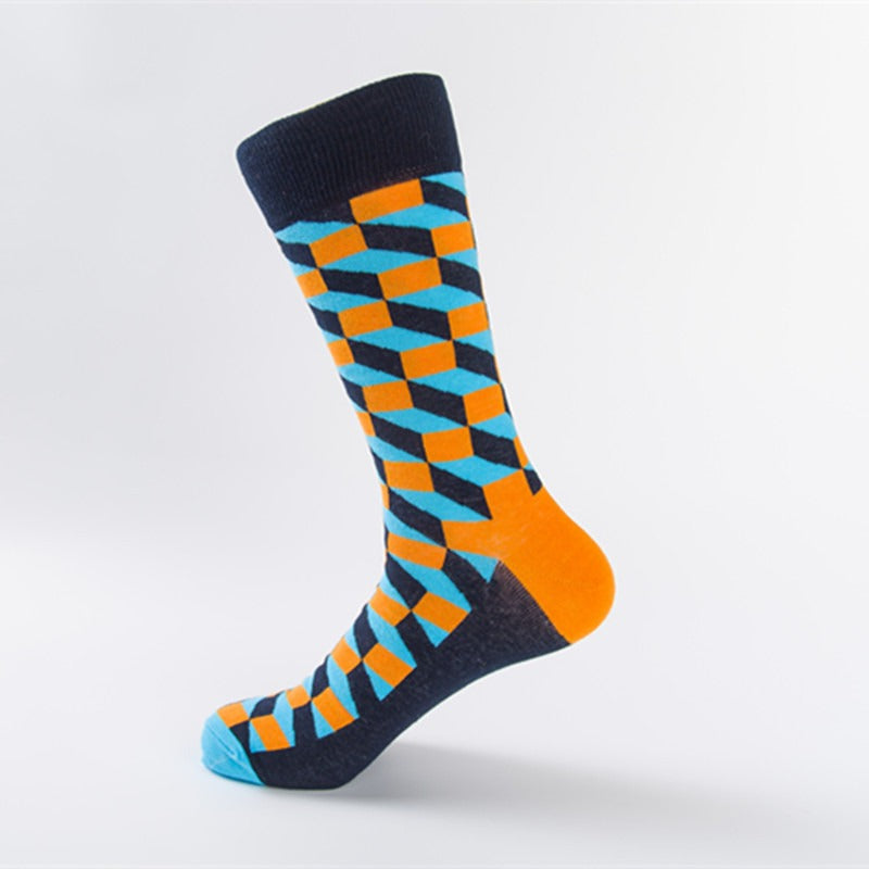 Colorful Geometric Shape Medium High Cotton Socks