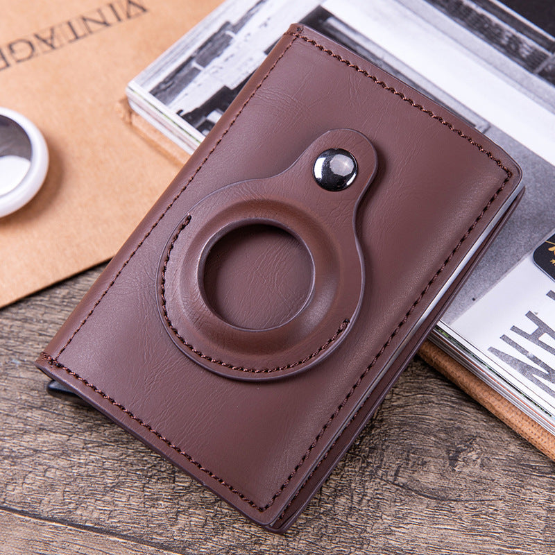 Airtag Location Tracker Leather Card Holder - Simple Business Multi-Function Wallet