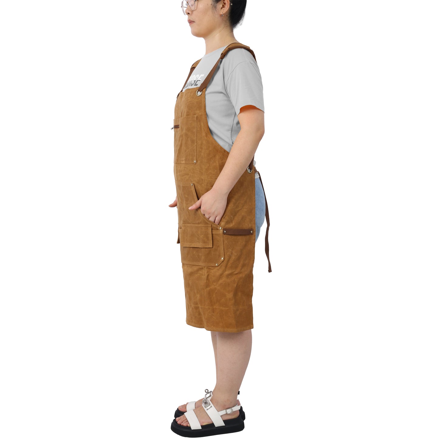 Long Heavy Duty Waxed Canvas Tool Apron
