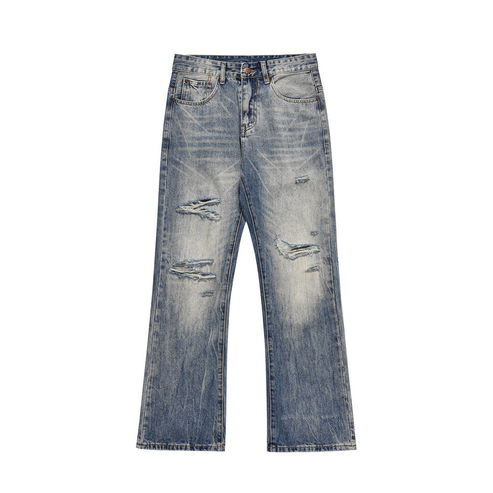 Ripped Denim Wide Leg Jeans for Women Casual Street Style